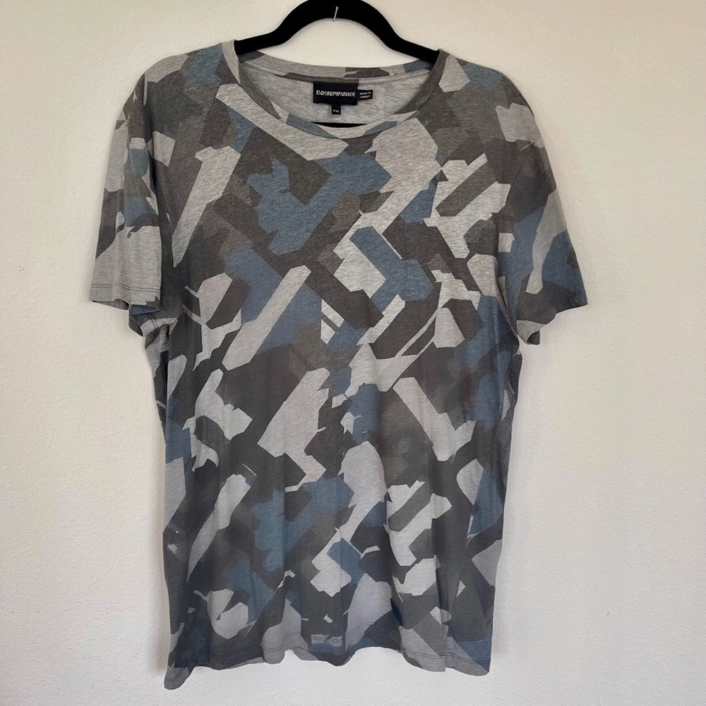 Emporio Armani Gray & Blue Camo Tee